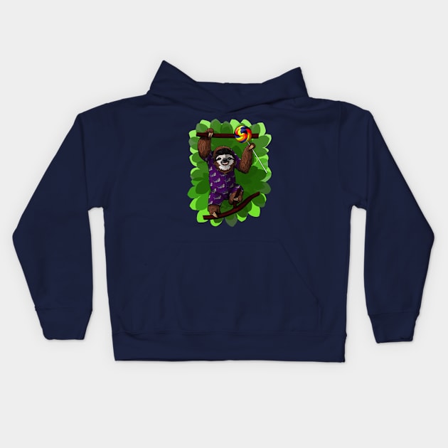 Lolly Sloth Kids Hoodie by Magickal Vision: The Art of Jolie E. Bonnette